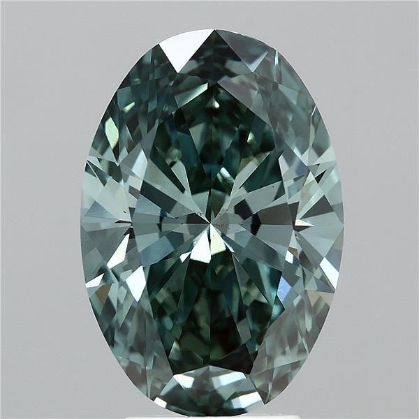 4.05 Carat Oval Shaped, Ideal Cut, FANCY VIVID GREEN Color, VS2 Clarity, IGI Certified Lab Grown Diamond