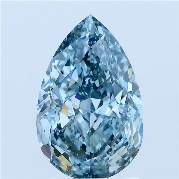 2.07 Carat Pear Shaped, Excellent Cut, FANCY VIVID BLUE Color, VVS2 Clarity, IGI Certified Lab Grown Diamond