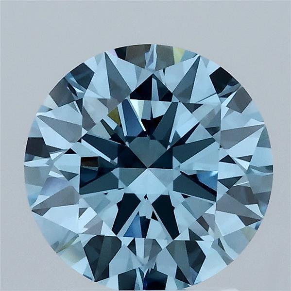 2.00 Carat Round Shaped, Ideal Cut, FANCY VIVID BLUE Color, VVS2 Clarity, IGI Certified Lab Grown Diamond