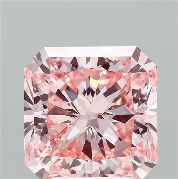 3.15 Carat Radiant Shaped, Ideal Cut, FANCY INTENSE PINK Color, VS1 Clarity, IGI Certified Lab Grown Diamond