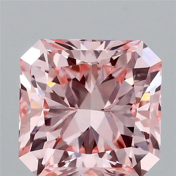 3.00 Carat Radiant Shaped, Ideal Cut, FANCY VIVID PINK Color, VS2 Clarity, IGI Certified Lab Grown Diamond