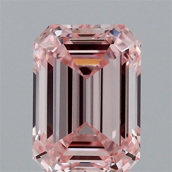 1.36 Carat Emerald Shaped, Ideal Cut, FANCY INTENSE PINK Color, VS1 Clarity, IGI Certified Lab Grown Diamond