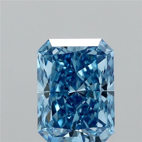 2.58 Carat Radiant Shaped, Ideal Cut, FANCY VIVID BLUE Color, VS1 Clarity, IGI Certified Lab Grown Diamond