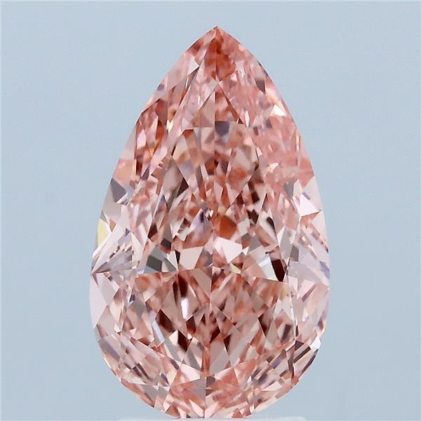 3.09 Carat Pear Shaped, Ideal Cut, FANCY VIVID PINK Color, VVS2 Clarity, IGI Certified Lab Grown Diamond