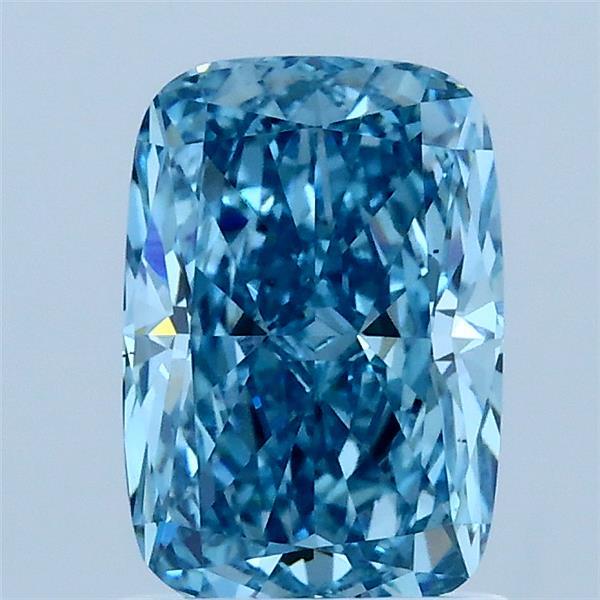 1.50 Carat Cushion Shaped, Ideal Cut, FANCY VIVID BLUE Color, VVS2 Clarity, IGI Certified Lab Grown Diamond
