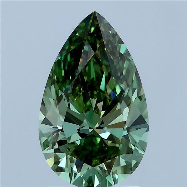 2.03 Carat Pear Shaped, Ideal Cut, FANCY VIVID GREEN Color, VS1 Clarity, IGI Certified Lab Grown Diamond