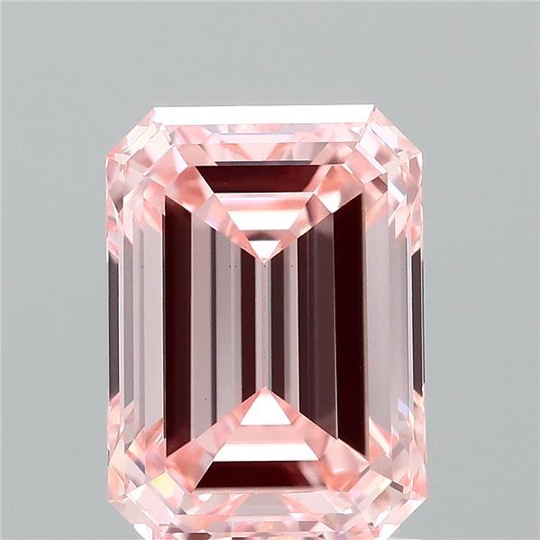 2.01 Carat Emerald Shaped, Ideal Cut, FANCY VIVID PINK Color, VS1 Clarity, IGI Certified Lab Grown Diamond