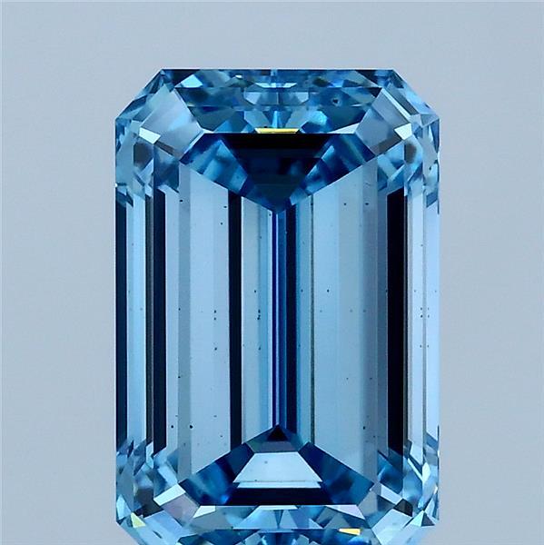 3.00 Carat Emerald Shaped, Ideal Cut, FANCY VIVID BLUE Color, VS2 Clarity, IGI Certified Lab Grown Diamond