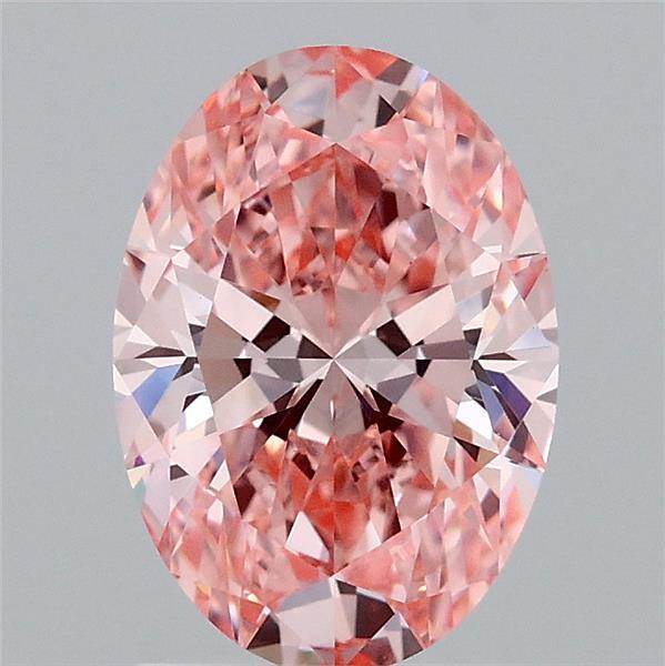 1.57 Carat Oval Shaped, Ideal Cut, FANCY VIVID PINK Color, VVS2 Clarity, IGI Certified Lab Grown Diamond