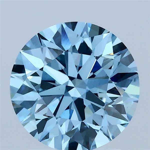 2.00 Carat Round Shaped, Ideal Cut, FANCY VIVID BLUE Color, VS1 Clarity, IGI Certified Lab Grown Diamond