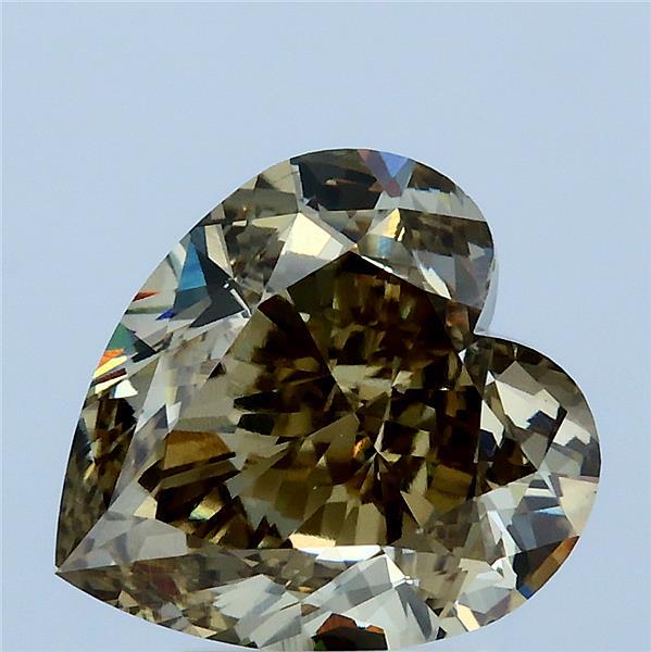 4.50 Carat Heart Shaped, Very Good Cut, FANCY GREYISH YELLOW Color, VS1 Clarity, IGI Certified Lab Grown Diamond