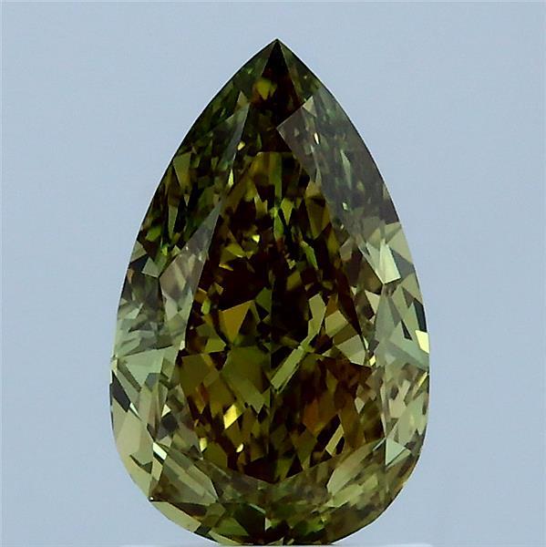 1.54 Carat Pear Shaped, Ideal Cut, FANCY INTENSE GREEN Color, VVS2 Clarity, IGI Certified Lab Grown Diamond