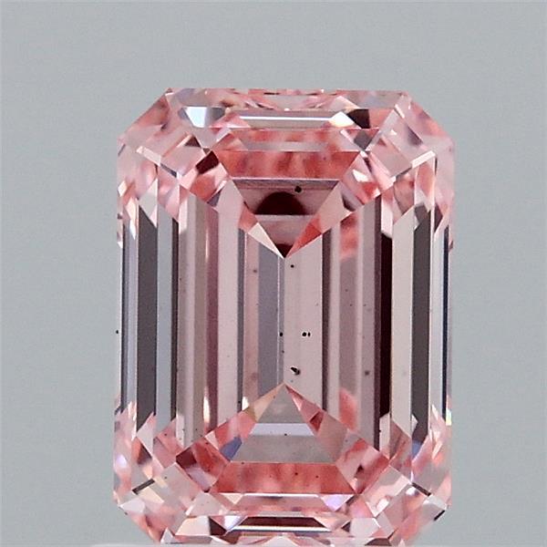 1.53 Carat Emerald Shaped, Ideal Cut, FANCY INTENSE PINK Color, VS2 Clarity, IGI Certified Lab Grown Diamond