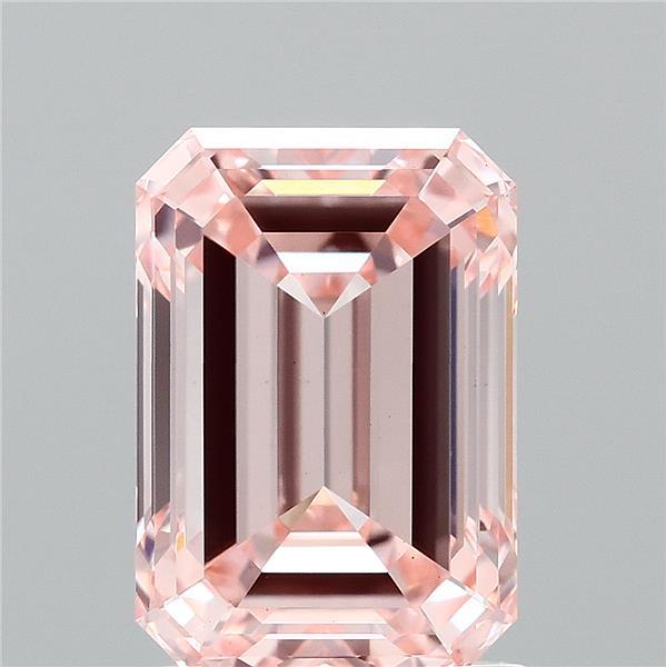 2.03 Carat Emerald Shaped, Ideal Cut, FANCY INTENSE PINK Color, VS1 Clarity, IGI Certified Lab Grown Diamond