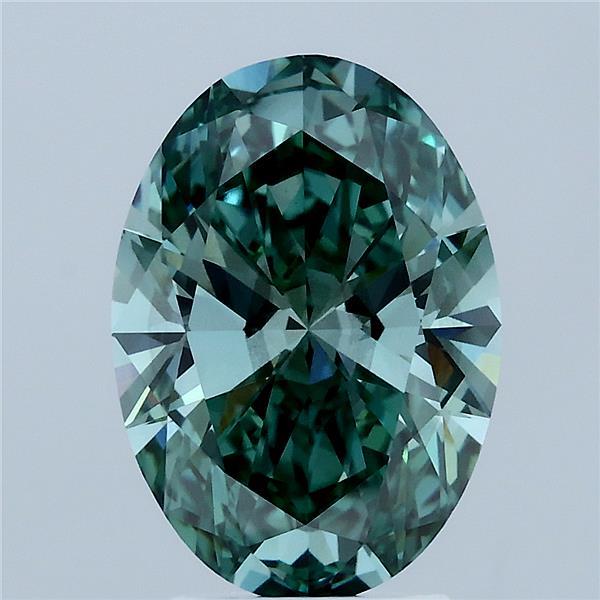 3.01 Carat Oval Shaped, Ideal Cut, FANCY VIVID GREEN Color, SI1 Clarity, IGI Certified Lab Grown Diamond