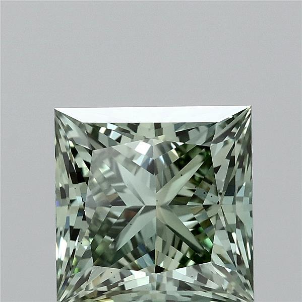 3.06 Carat Princess Shaped, Ideal Cut, FANCY VIVID GREEN Color, VS2 Clarity, IGI Certified Lab Grown Diamond