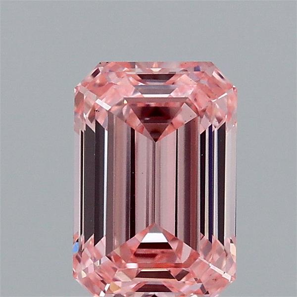 0.99 Carat Emerald Shaped, Ideal Cut, FANCY VIVID PINK Color, VS1 Clarity, IGI Certified Lab Grown Diamond