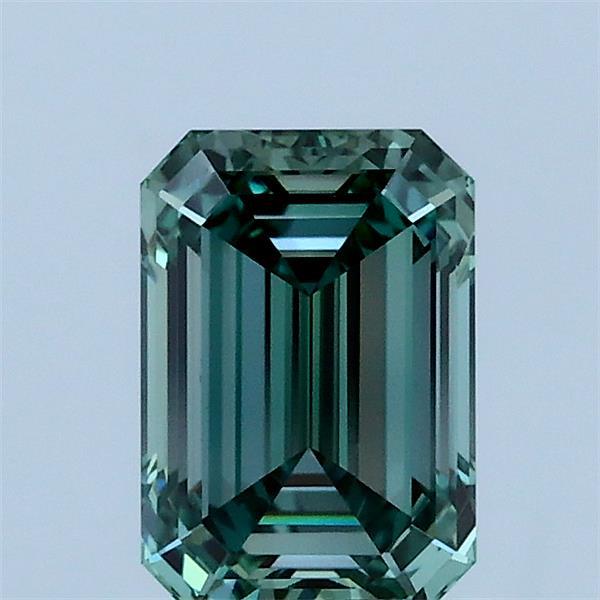 1.02 Carat Emerald Shaped, Ideal Cut, FANCY VIVID GREEN Color, VVS2 Clarity, IGI Certified Lab Grown Diamond