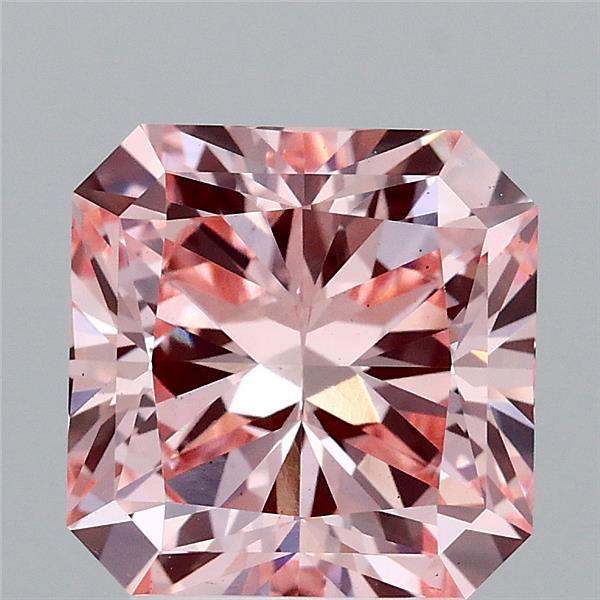 3.16 Carat Radiant Shaped, Ideal Cut, FANCY VIVID PINK Color, VS2 Clarity, IGI Certified Lab Grown Diamond