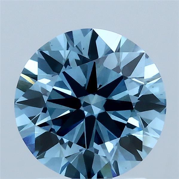 2.00 Carat Round Shaped, Excellent Cut, FANCY VIVID BLUE Color, VS1 Clarity, IGI Certified Lab Grown Diamond