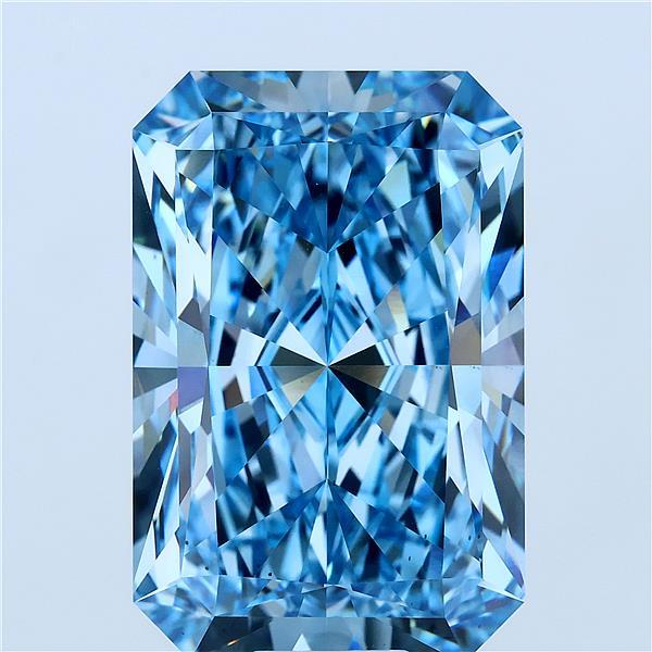 18.66 Carat Radiant Shaped, Ideal Cut, FANCY VIVID BLUE Color, VS2 Clarity, IGI Certified Lab Grown Diamond