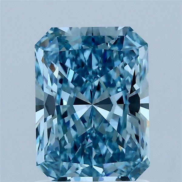1.53 Carat Radiant Shaped, Ideal Cut, FANCY VIVID BLUE Color, VS1 Clarity, IGI Certified Lab Grown Diamond