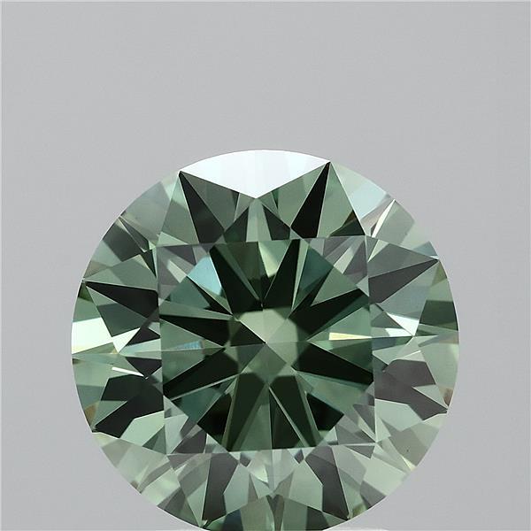 3.09 Carat Round Shaped, Ideal Cut, FANCY VIVID GREEN Color, VS1 Clarity, IGI Certified Lab Grown Diamond