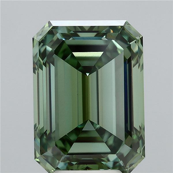 6.26 Carat Emerald Shaped, Ideal Cut, FANCY VIVID GREEN Color, VVS2 Clarity, IGI Certified Lab Grown Diamond