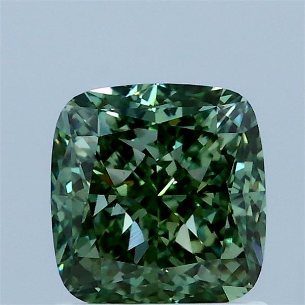 1.53 Carat Cushion Shaped, Excellent Cut, FANCY VIVID GREEN Color, VS2 Clarity, IGI Certified Lab Grown Diamond