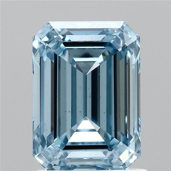 1.77 Carat Emerald Shaped, Ideal Cut, FANCY VIVID BLUE Color, SI1 Clarity, IGI Certified Lab Grown Diamond