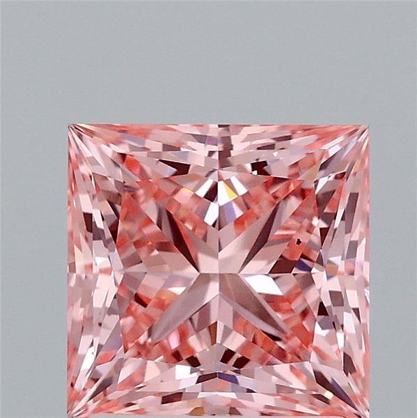 2.07 Carat Princess Shaped, Ideal Cut, FANCY VIVID PINK Color, VS2 Clarity, IGI Certified Lab Grown Diamond