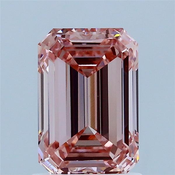 1.50 Carat Emerald Shaped, Ideal Cut, FANCY INTENSE PINK Color, VVS2 Clarity, IGI Certified Lab Grown Diamond