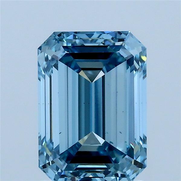 2.01 Carat Emerald Shaped, Ideal Cut, FANCY VIVID BLUE Color, VS1 Clarity, IGI Certified Lab Grown Diamond