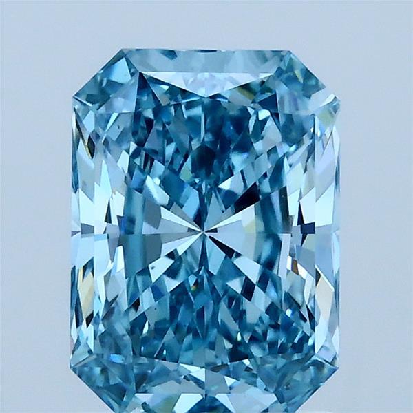 1.54 Carat Radiant Shaped, Ideal Cut, FANCY VIVID BLUE Color, VS1 Clarity, IGI Certified Lab Grown Diamond