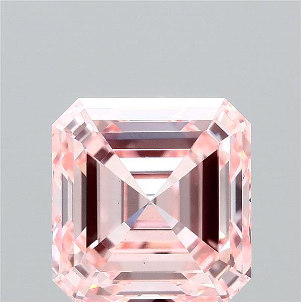 3.23 Carat Asscher Shaped, Ideal Cut, FANCY INTENSE PINK Color, VS1 Clarity, IGI Certified Lab Grown Diamond