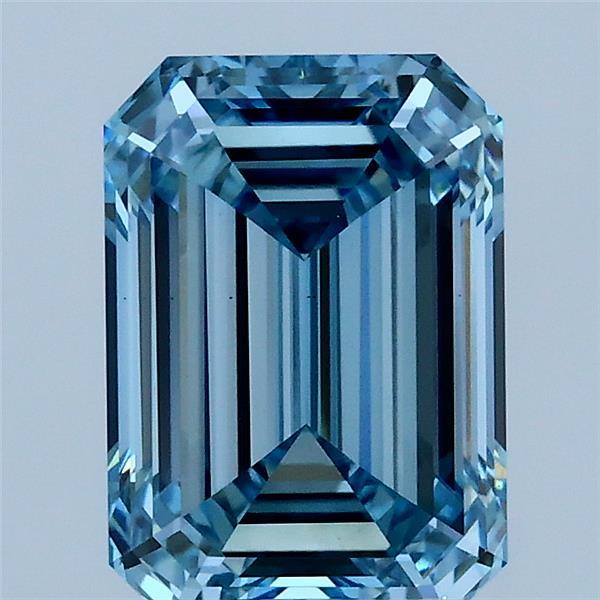 2.22 Carat Emerald Shaped, Ideal Cut, FANCY VIVID BLUE Color, VS1 Clarity, IGI Certified Lab Grown Diamond