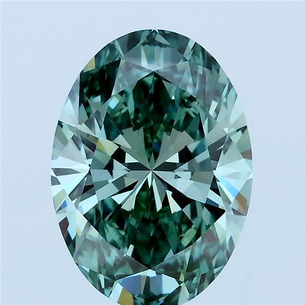 2.04 Carat Oval Shaped, Ideal Cut, FANCY VIVID GREEN Color, VVS2 Clarity, IGI Certified Lab Grown Diamond