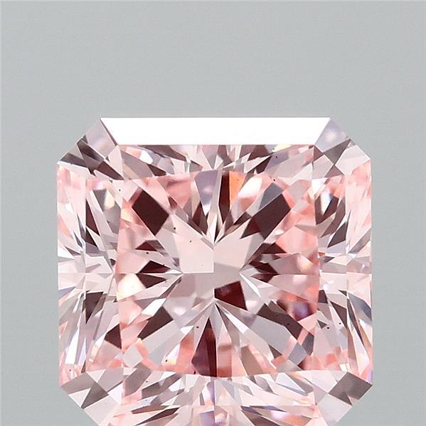 3.10 Carat Radiant Shaped, Ideal Cut, FANCY INTENSE PINK Color, VS2 Clarity, IGI Certified Lab Grown Diamond