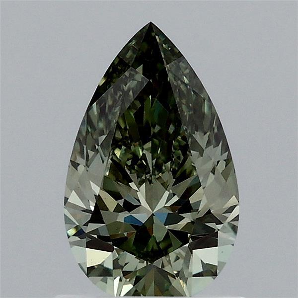 0.97 Carat Pear Shaped, Ideal Cut, FANCY VIVID GREEN Color, VS1 Clarity, IGI Certified Lab Grown Diamond