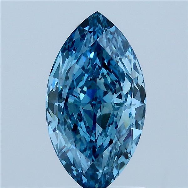 1.56 Carat Marquise Shaped, Ideal Cut, FANCY VIVID BLUE Color, VS1 Clarity, IGI Certified Lab Grown Diamond