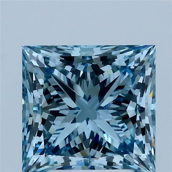3.01 Carat Princess Shaped, Ideal Cut, FANCY VIVID BLUE Color, VS1 Clarity, IGI Certified Lab Grown Diamond