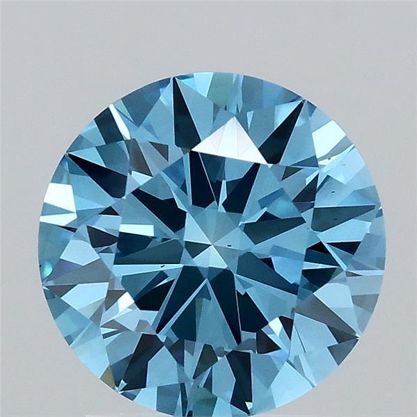2.00 Carat Round Shaped, Excellent Cut, FANCY VIVID BLUE Color, VS1 Clarity, IGI Certified Lab Grown Diamond