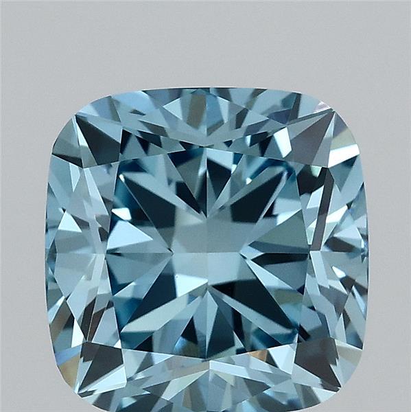 2.82 Carat Cushion Shaped, Ideal Cut, FANCY VIVID BLUE Color, VVS2 Clarity, IGI Certified Lab Grown Diamond