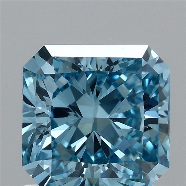 1.30 Carat Radiant Shaped, Ideal Cut, FANCY VIVID BLUE Color, VS1 Clarity, IGI Certified Lab Grown Diamond