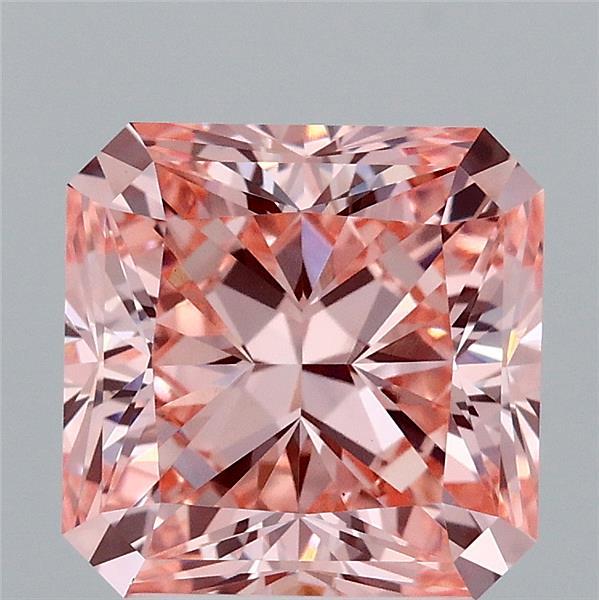 3.12 Carat Radiant Shaped, Ideal Cut, FANCY INTENSE PINK Color, VS1 Clarity, IGI Certified Lab Grown Diamond
