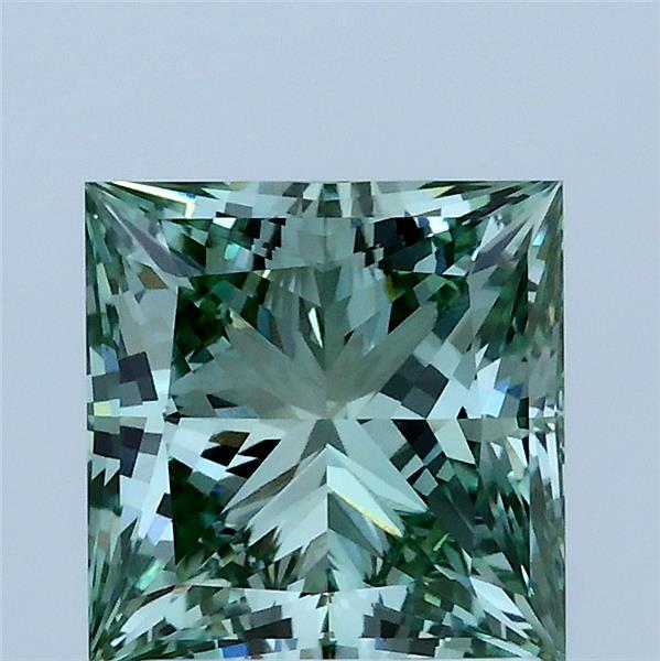2.03 Carat Princess Shaped, Ideal Cut, FANCY VIVID GREEN Color, VVS2 Clarity, IGI Certified Lab Grown Diamond
