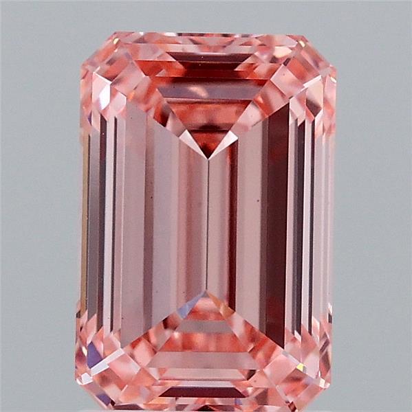 2.09 Carat Emerald Shaped, Ideal Cut, FANCY VIVID PINK Color, VS1 Clarity, IGI Certified Lab Grown Diamond