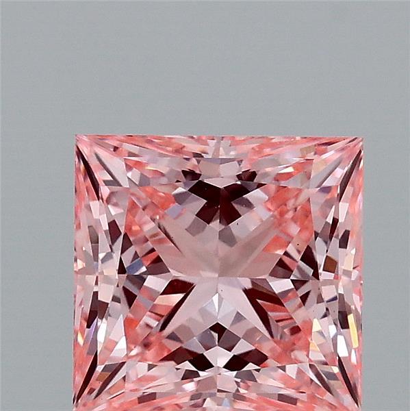 1.91 Carat Princess Shaped, Ideal Cut, FANCY VIVID PINK Color, VS1 Clarity, IGI Certified Lab Grown Diamond