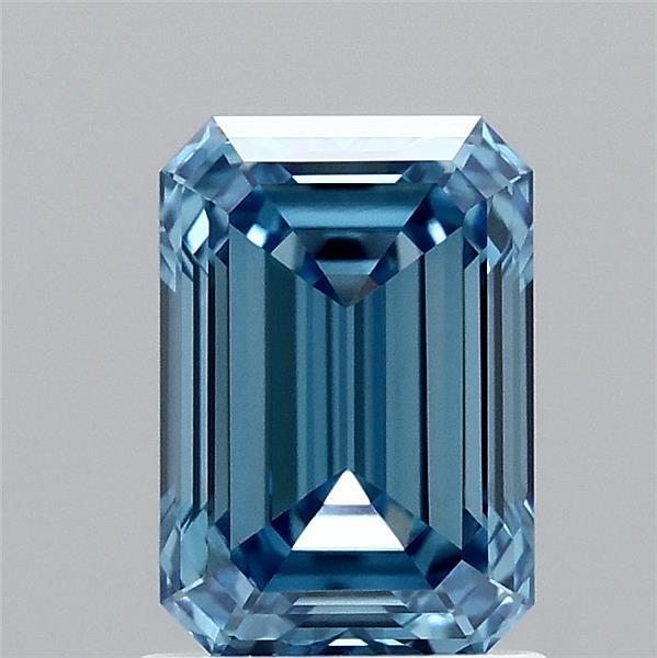 1.54 Carat Emerald Shaped, Ideal Cut, FANCY VIVID BLUE Color, VS1 Clarity, IGI Certified Lab Grown Diamond