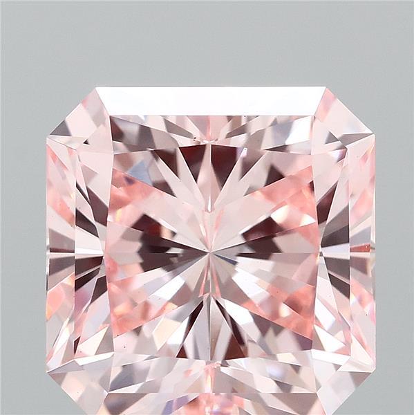 3.12 Carat Radiant Shaped, Ideal Cut, FANCY INTENSE PINK Color, VS1 Clarity, IGI Certified Lab Grown Diamond